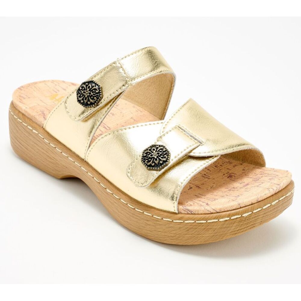 Alegria Women's Sz 9 Leather Adjustable Slide Sandals Sandalwood